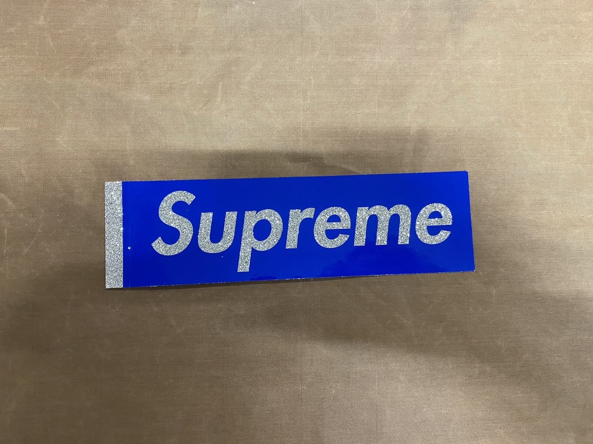 Blue Supreme Glitter Box Logo Sticker | eBay