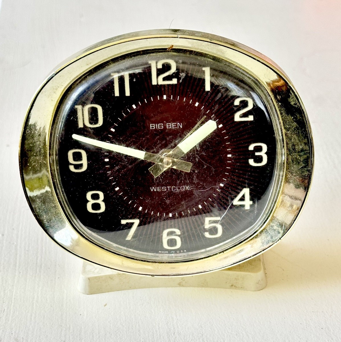 Vintage Big Ben Westclox Gold Baby Ben Luminous Wind Up Alarm