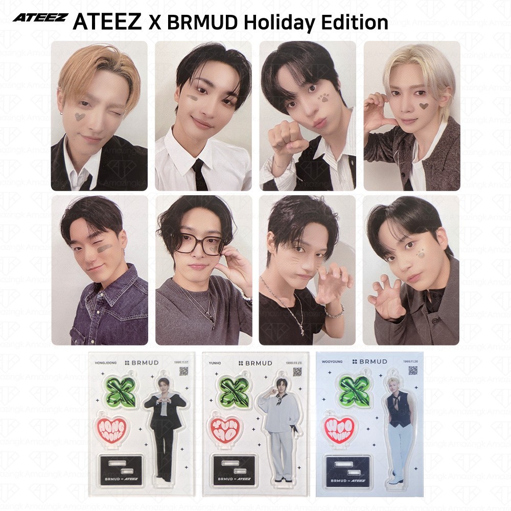 ATEEZ X BRMUD Holiday Edition Photocard Standing Keyring KPOP K