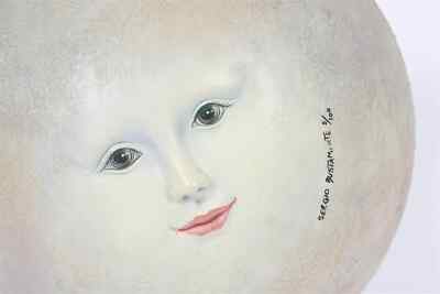 Sergio Bustamante Signed Ceramic Moon Face Sculpture 5/100 9.5