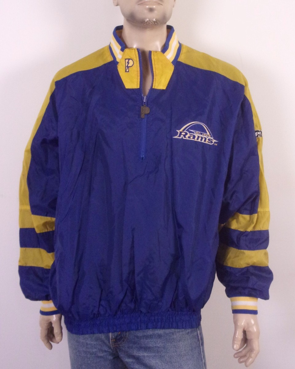 vintage 90s Pro Player Stl LA Rams 1/4 Zip Pullover Jacket