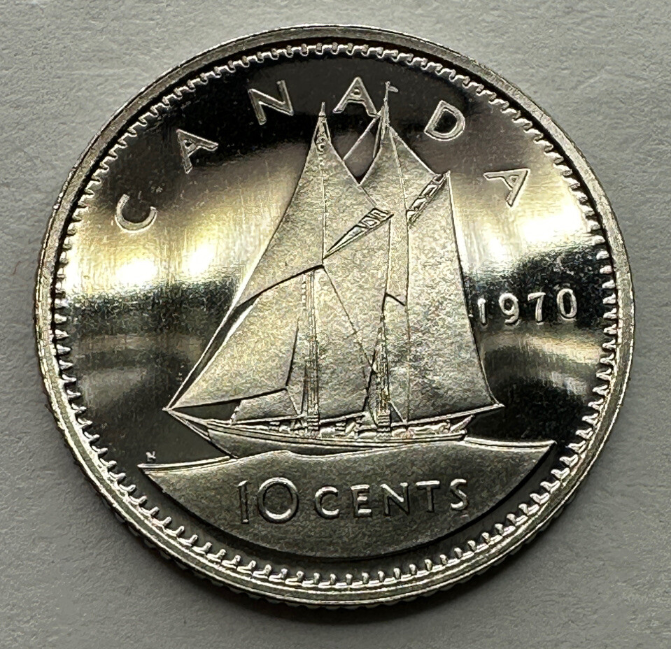 1970 Canadian 10Cent Dime Proof-Like Coin Uncirculated. Beautiful