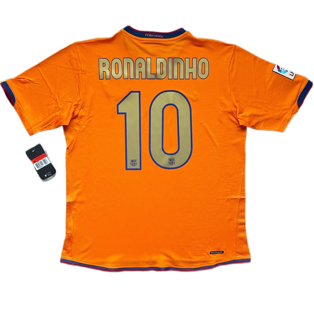 2006/07 Barcelona Away Jersey #10 Ronaldinho Large Nike Soccer