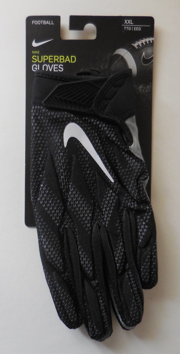 Nike NFL Superbad 4.5 Football Gloves Leather Palm Pad Black/WG