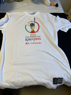 2002 FIFA WORLD CUP T-SHIRT Korea Japan Soccer Size Large White