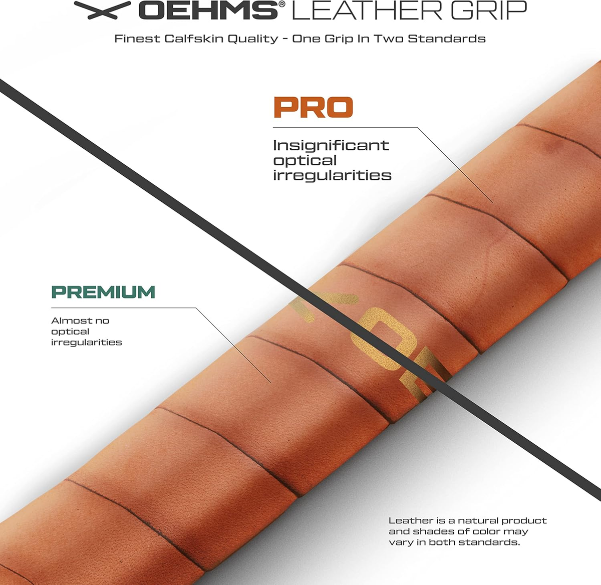 OEHMS Pro Leather Tennis Grip | Brown | Adhesive Replacement Grip
