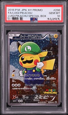 PSA 10 GEM MINT Luigi Pikachu Full Art Japanese Holo Promo Pokemon