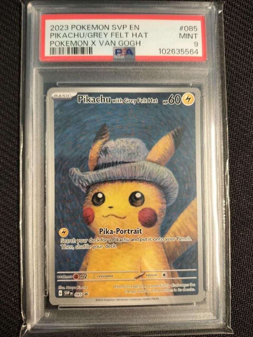 PSA 9 pokemon x Van Gogh Museum Pikachu with Grey Felt Hat Pikachu