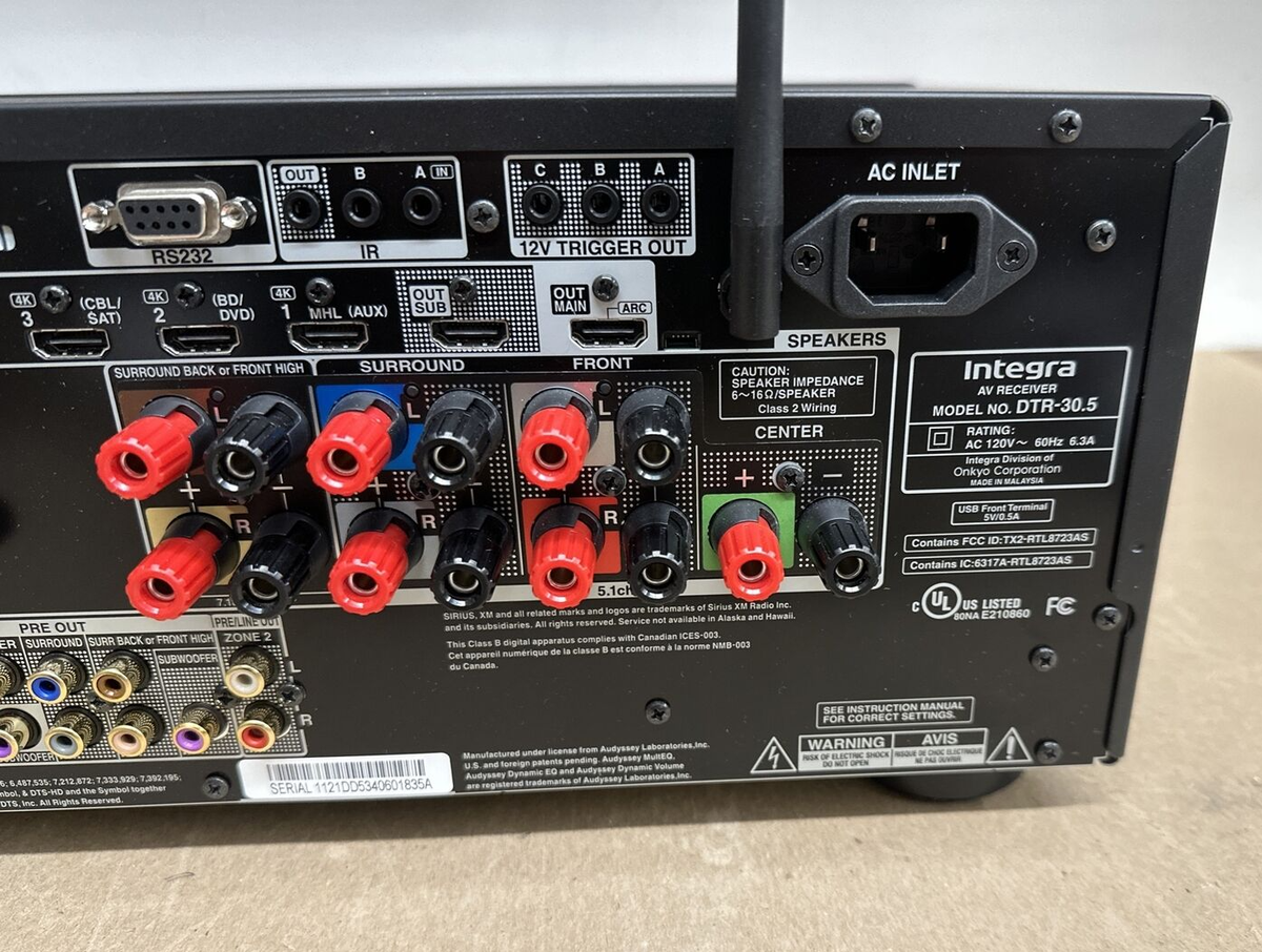 Integra DTR-30.5 AV Home Theater Receiver 7.2 Channel, 95 Watt