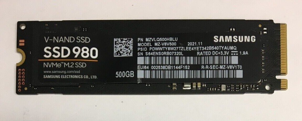 Samsung 980 500GB M.2 NVMe 2280 Internal Gaming SSD MZ-V8V500