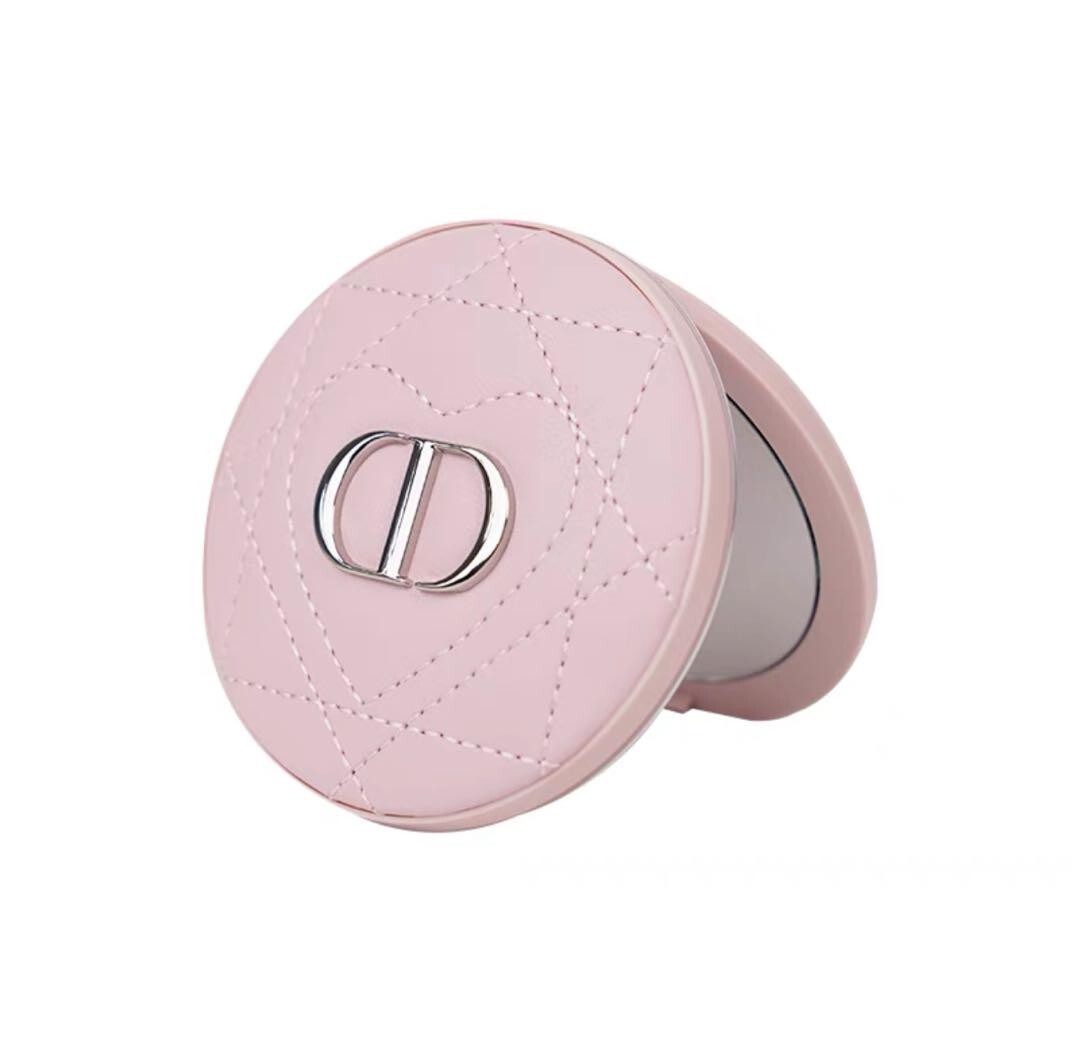 Christian Dior Compact mirror w/box PINK logo Novelty from JAPAN