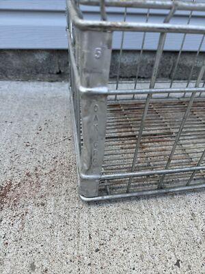 Vintage Dairy Crate 1974 Wire Metal Milk Crate Oak Grove DAIRY