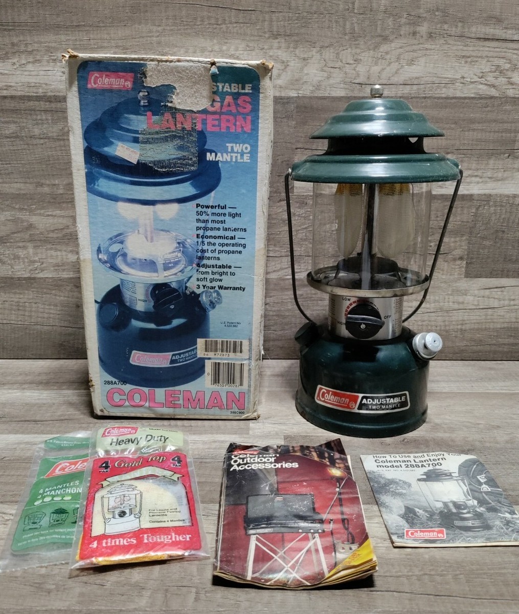 Vintage 1989 Coleman Model 288A700 Adjustable Two Mantle Lantern