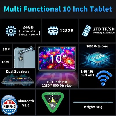 Relndoo 2025 Android 15 Tablet with Keyboard, 24GB+128GB+2TB
