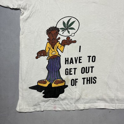 Vintage 90s Weed Marijuana Graffiti Art Single Stitch T Shirt 2XL