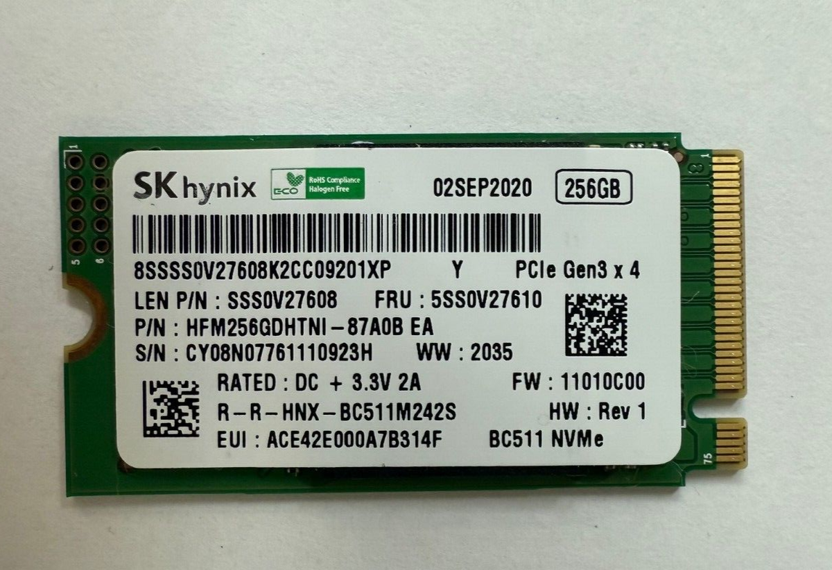 SK Hynix 256GB SSD BC511 M.2 2242 NVMe PCIe Gen3 x4 HFM256GDHTNI