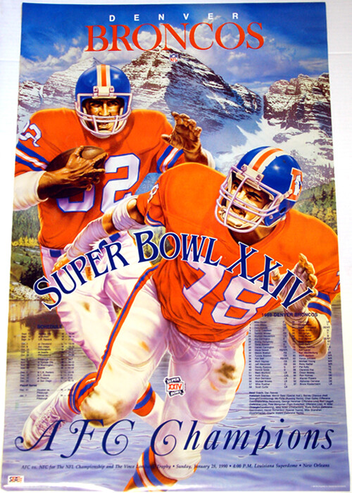 Denver Broncos Super Bowl XXIV 1989 AFC Champions Vintage Original