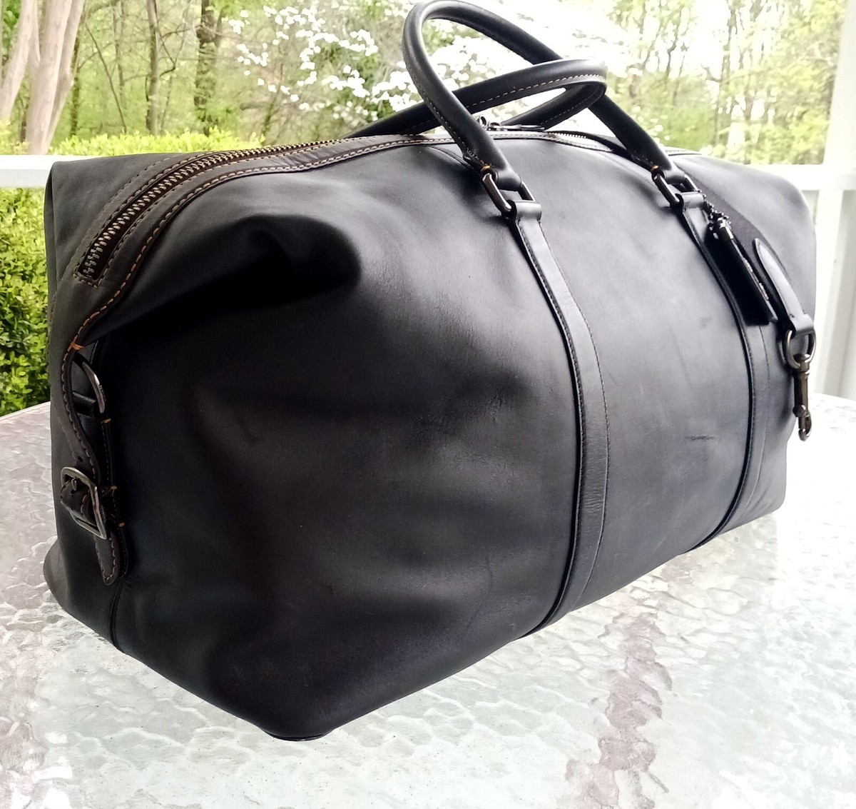 Coach LARGE 55586 Black Metropolitan 52 Leather Travel Duffel Bag