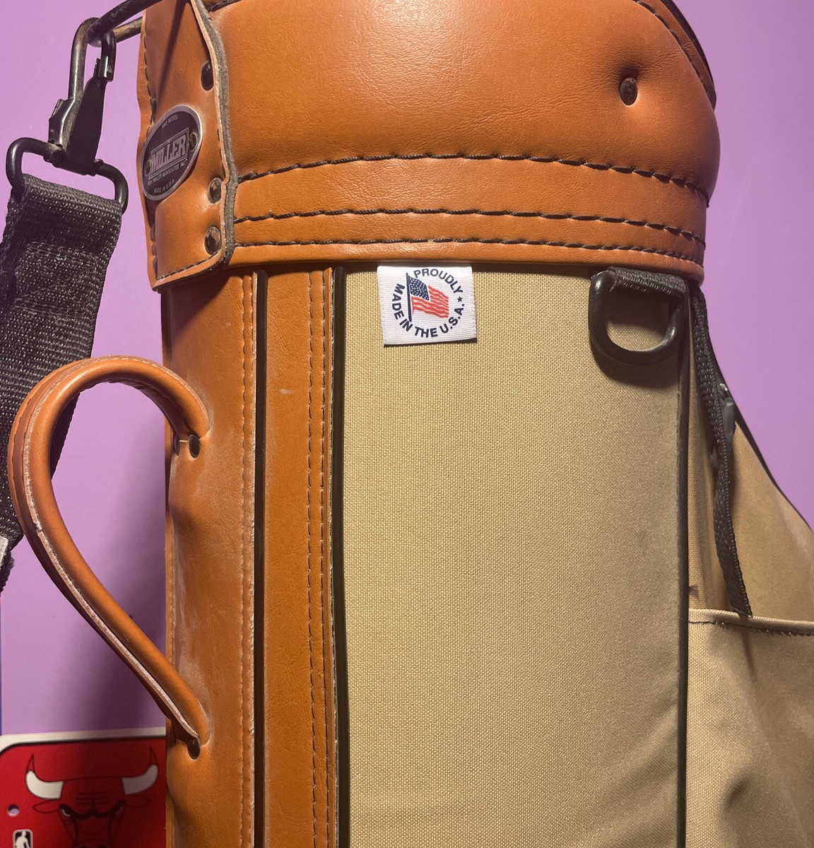 Vintage Ron Miller Pro Model Two Tone Brown Golf Bag Made in USA