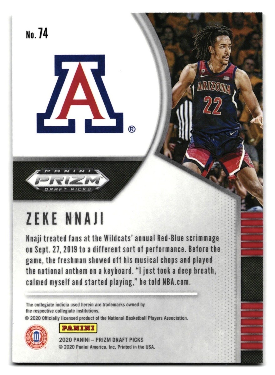 2020-21 Panini Prizm Draft Picks Zeke Naji Rookie Arizona Wildcats