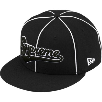 Supreme Piping Script Logo New Era Black | eBay