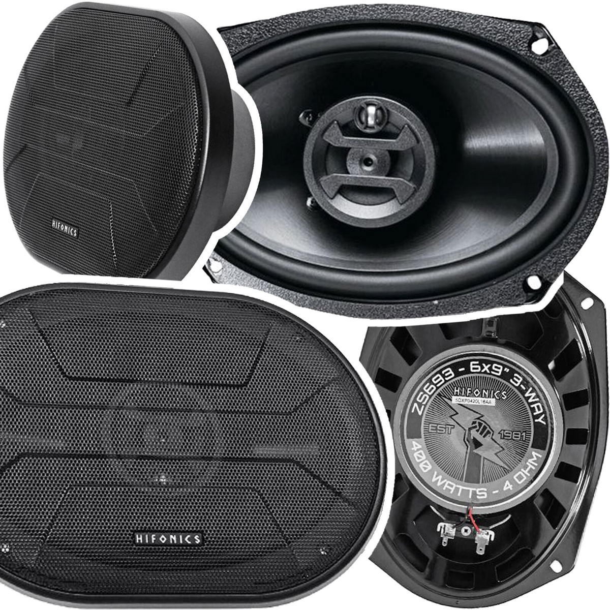4x Hifonics ZS693 Zeus 6x9 inch 3 Way 800 WATT Car Audio Coaxial