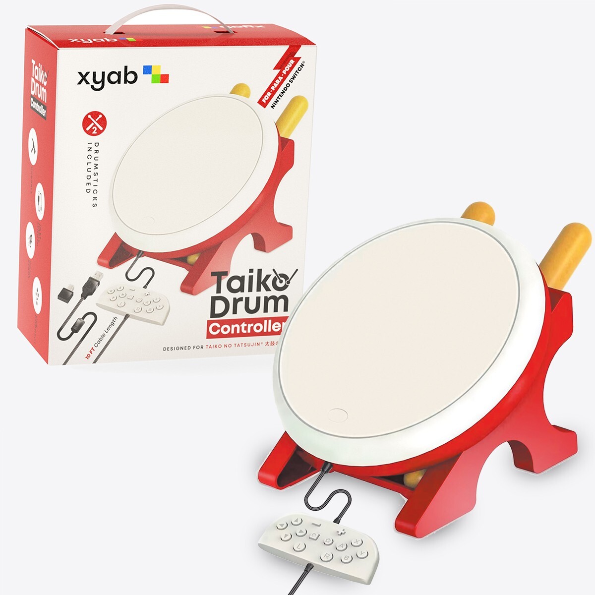 XYAB - Taiko Drum Pad Controller w Sticks for Taiko no Tatsujin