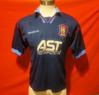 Aston Villa VINTAGE Jersey Mens 38/40 Blue Reebok Away Top AST