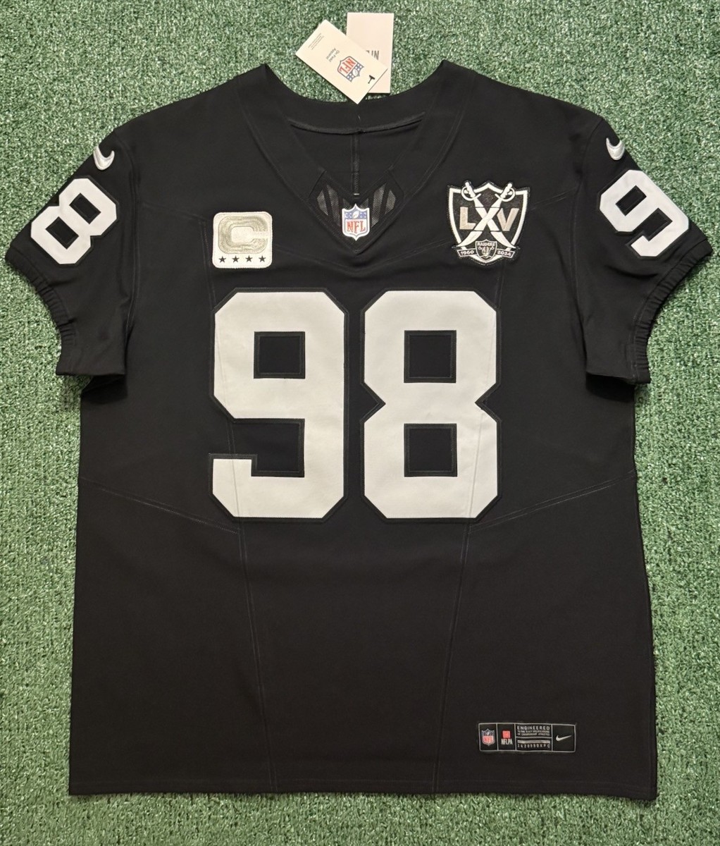 Maxx Crosby LV Raiders 2025 Black Nike Vapor F.U.S.E. Elite Jersey