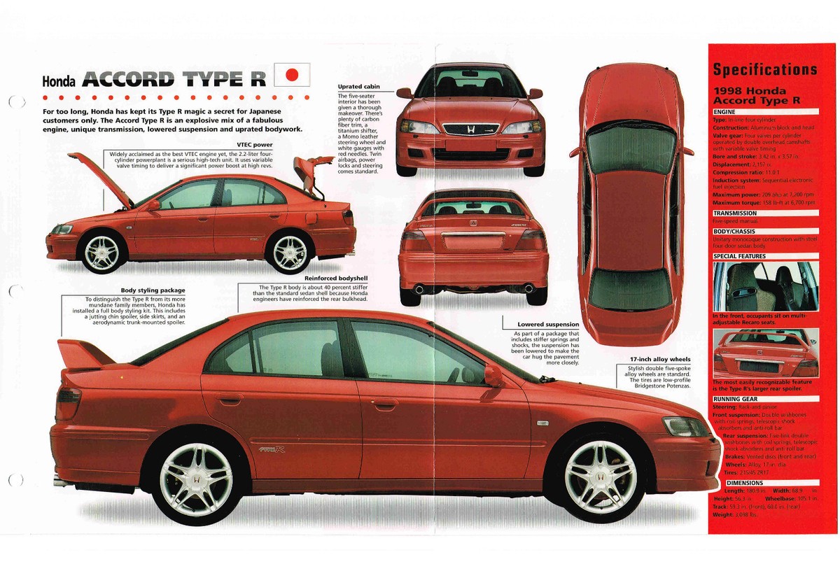 1998 / 1999 HONDA ACCORD TYPE R IMP Brochure | eBay
