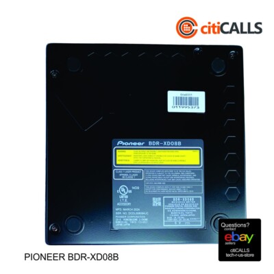 Pioneer BDR-XD08B Slim BDRW DVDRW Blu-Ray Disc Writer Clamshell