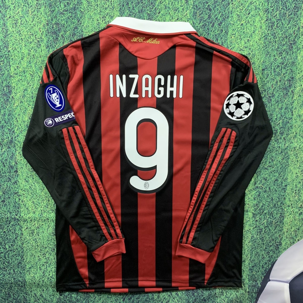 Inzaghi #9 AC Milan 2009/10 Long Sleeve Home Jersey | Retro Shirt