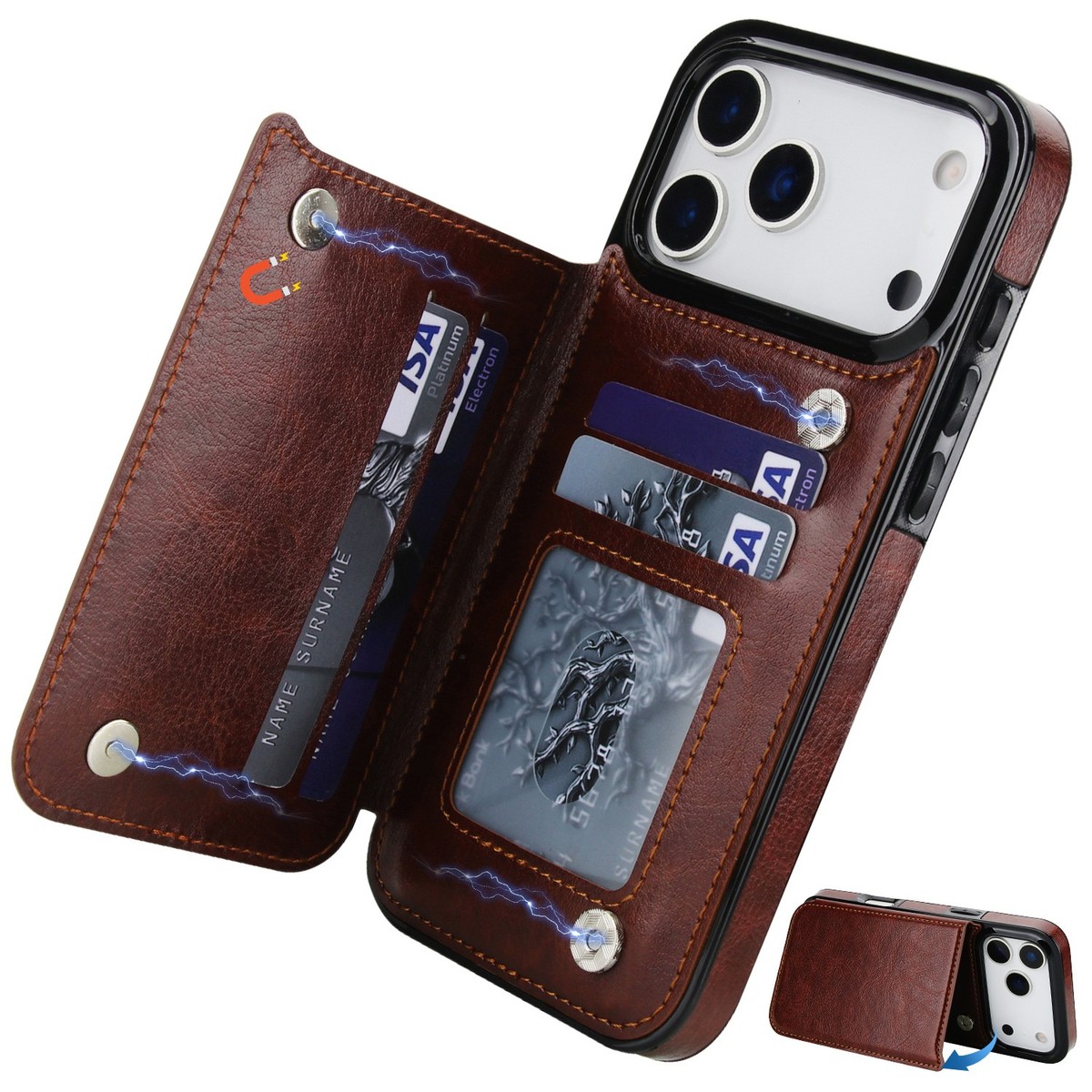 Wallet Card Holder Case for iPhone 17 16 15 14 13 12 11 Pro Max XR