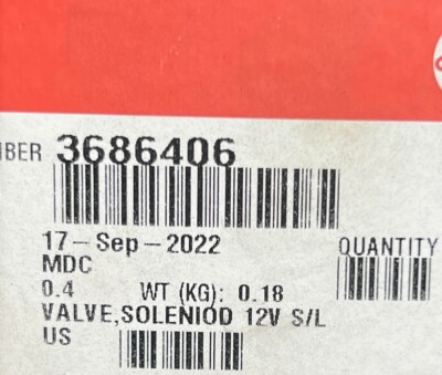 3686406 Genuine Cummins Engine Break Solenoid Valve 12V OEM - New