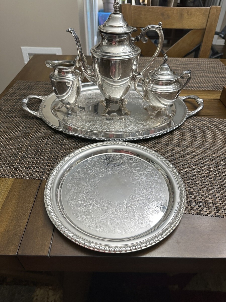 Vintage 1960's WM Rogers Silver plate Tea Service With Matching