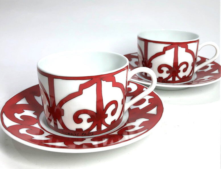 Hermes Guadalquivir Red Tea Cup Saucer Tableware 2 set Coffee