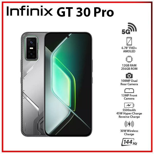 New) Infinix GT 30 Pro 12GB+256GB GREY Dual SIM Unlocked Android