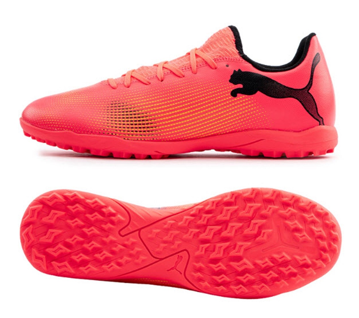 PUMA Men Future 7 Play TT Cleats Soccer Orange Futsal Run Shoes