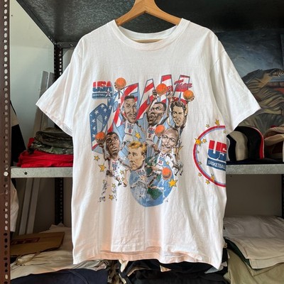 Vintage 1992 Olympics USA Basketball Team Salem White T-shirt Sz L