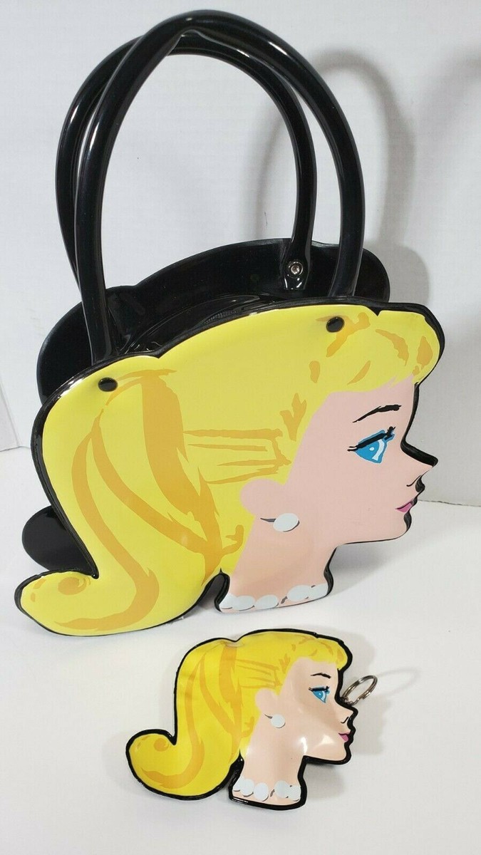 RARE Black Vinyl Barbie Purse & Coin Bag Barbie Head in Profile by