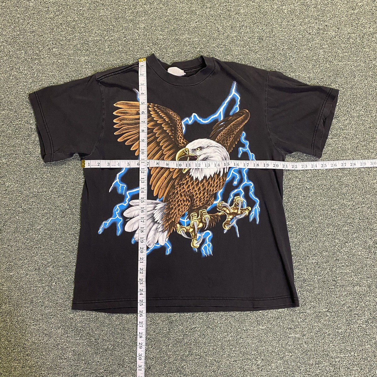VTG 90s Eagle American Thunder Tee Shirt LG Single Stitch Harley