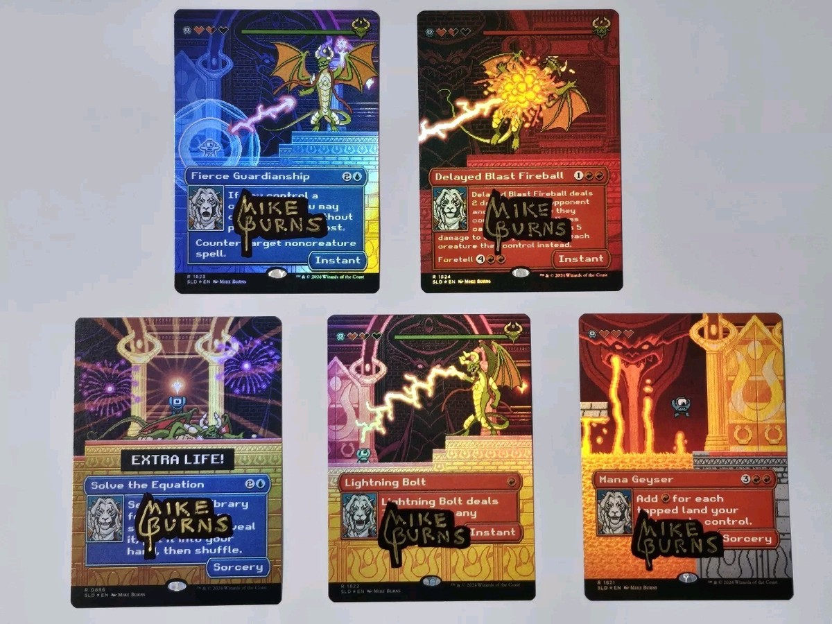 ALL 5 CARDS! Foil EXTRA LIFE 2024 Secret Lair MIKE BURNS Artist
