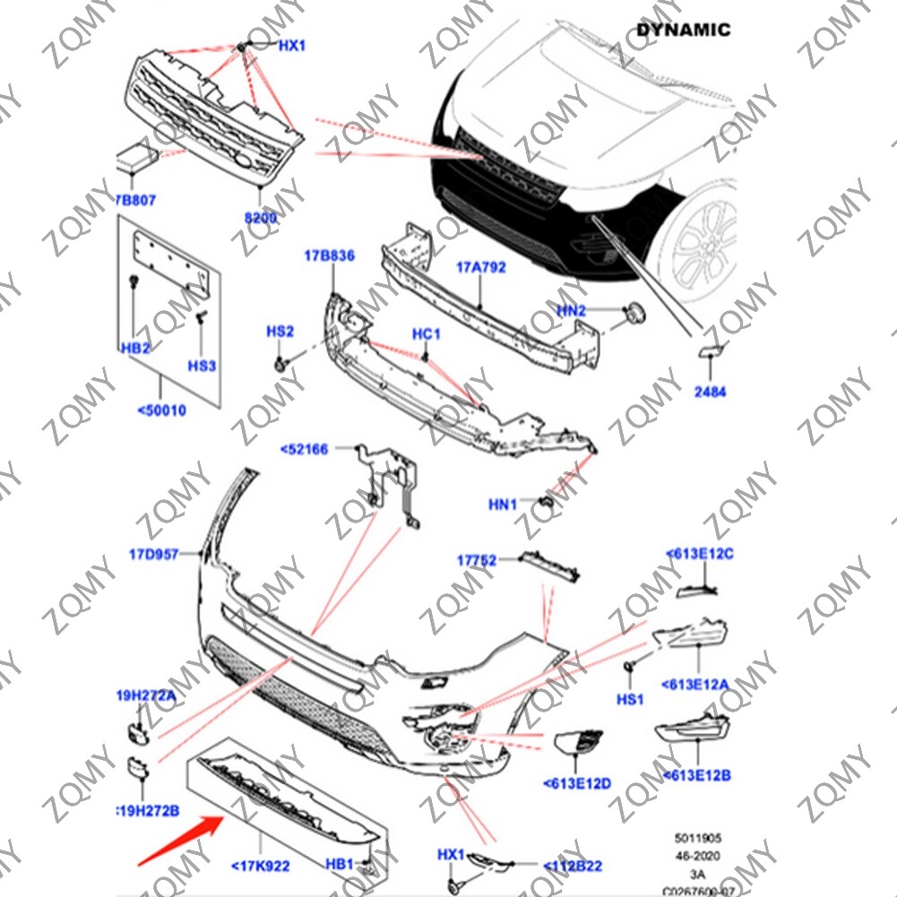 Front Bumper Lower Trim Trim Cover For Land Rover Discovery Sport