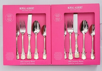 Royal Albert Old Country Roses Stainless Flatware 40 Piece Set For