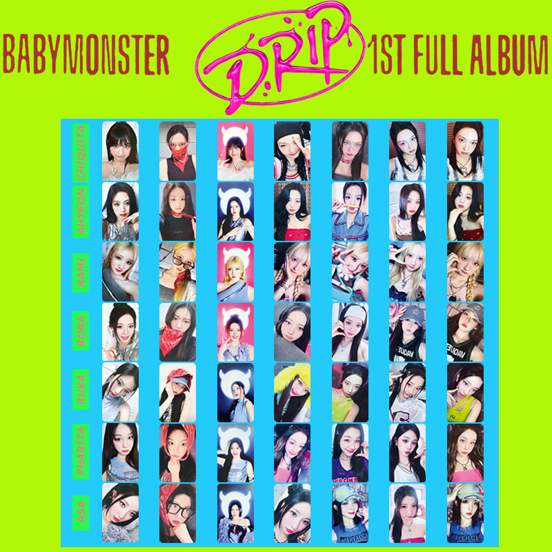 7pcs/set Kpop BABYMONSTER DRIP Self Made Photo Card . Photocards