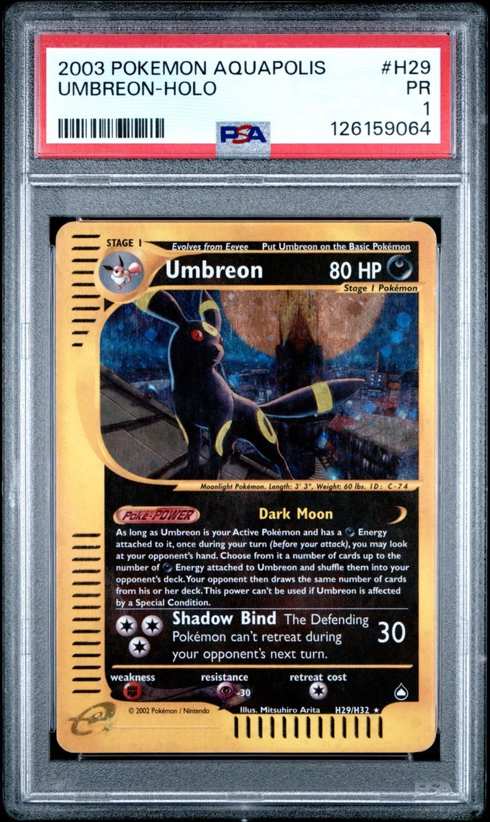 PSA 1 Umbreon H29/H32 WotC Aquapolis Holo Rare Pokemon Card | eBay