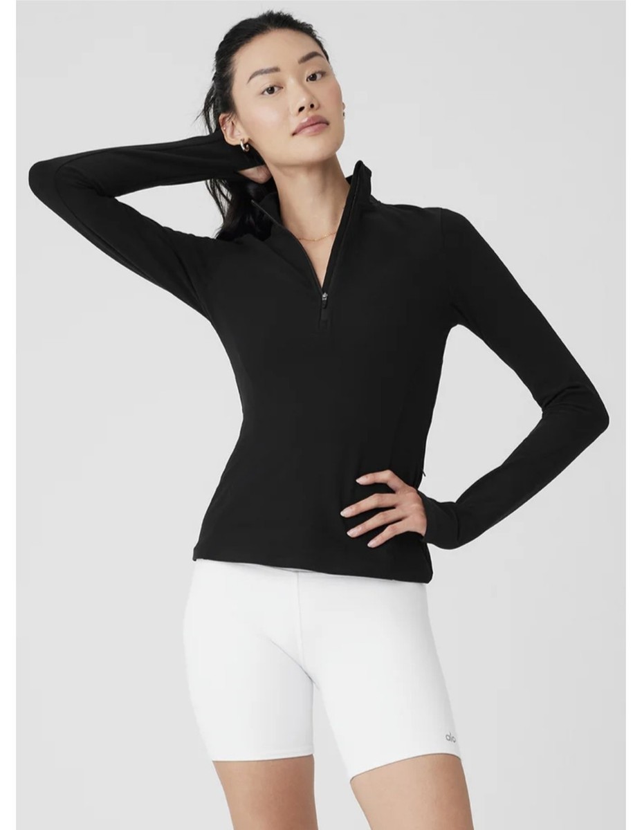 ALO YOGA ORIGINAL Alosoft 1/2 Zip Rapid Pullover. Black Small | eBay