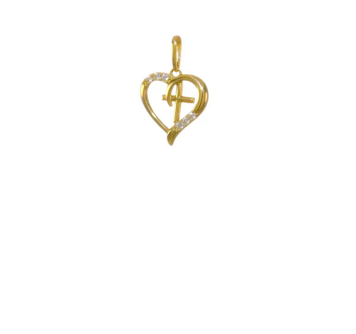 14K Yellow Gold Polished Open Heart with Cross CZ Pendant | eBay