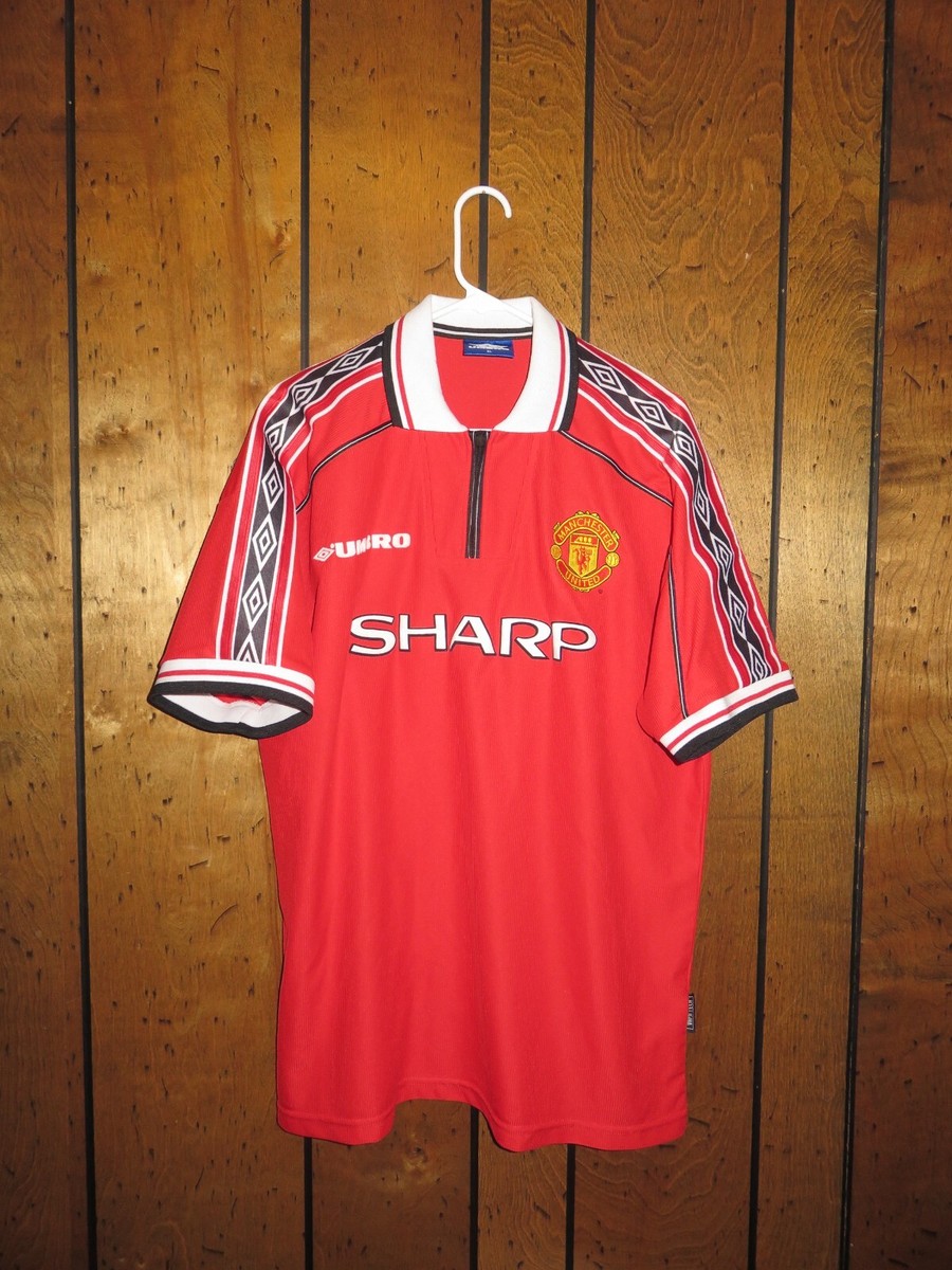 Authentic Umbro 1998 1999 Manchester United Home Jersey Kit SHARP