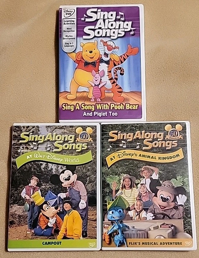 Sing Along Songs DVD LOT Pooh Bear Piglet Too Flik's Musical